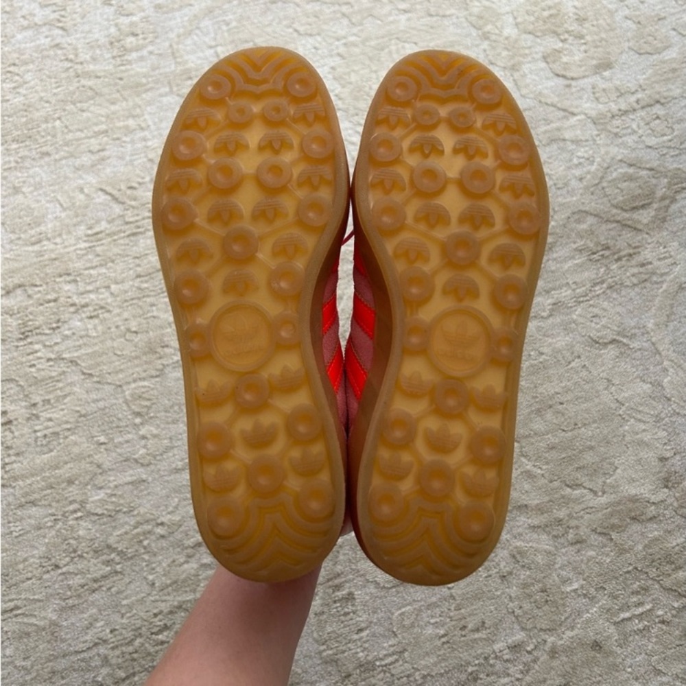 adidas Womens Gazelle Indoor Vintage Retro Sneaker Suede Beam Pink/Solar Red/Gum - Picture 7 of 7
